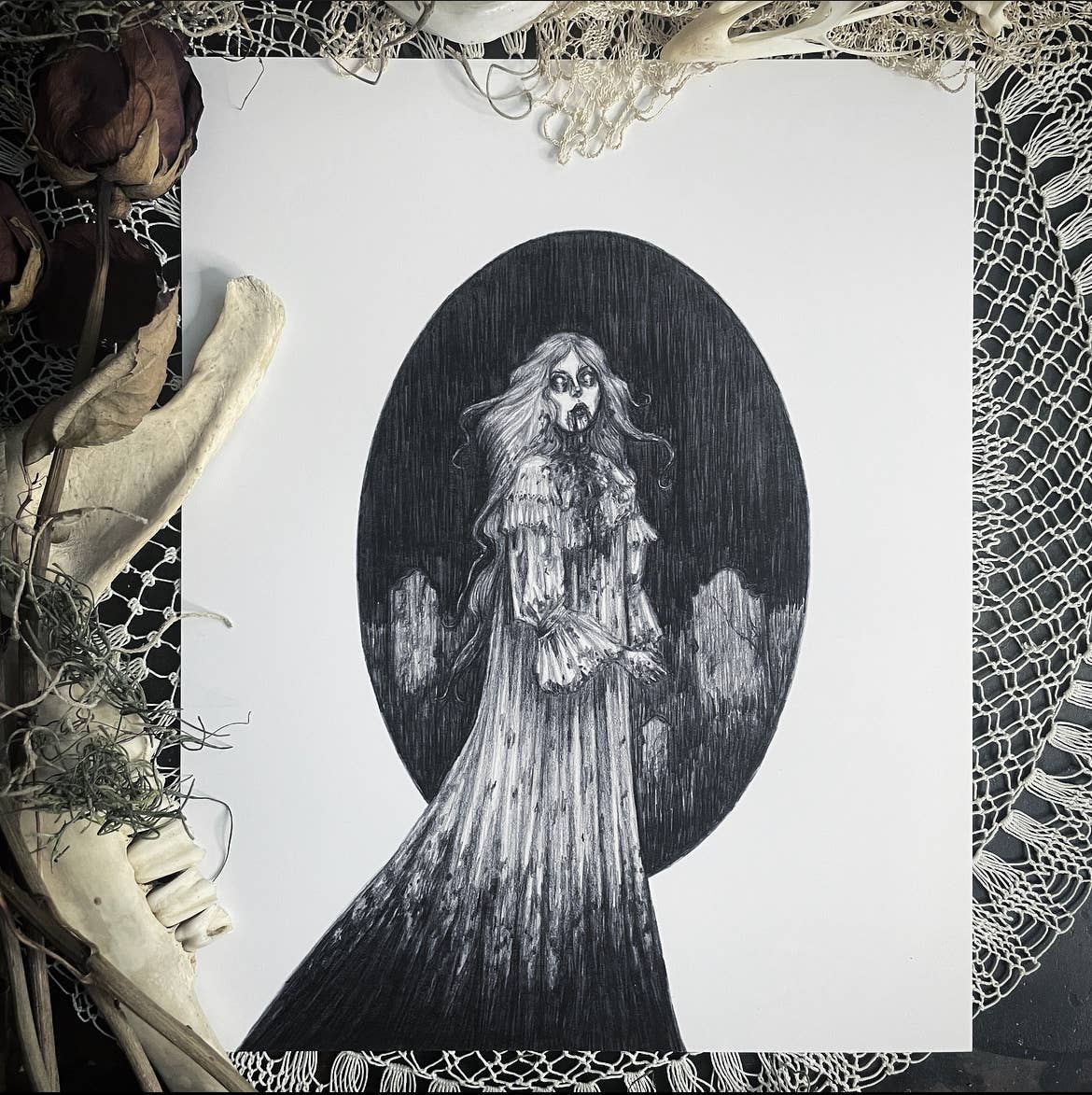 Cemetery Ghoul Art Print by Caitlin McCarthy