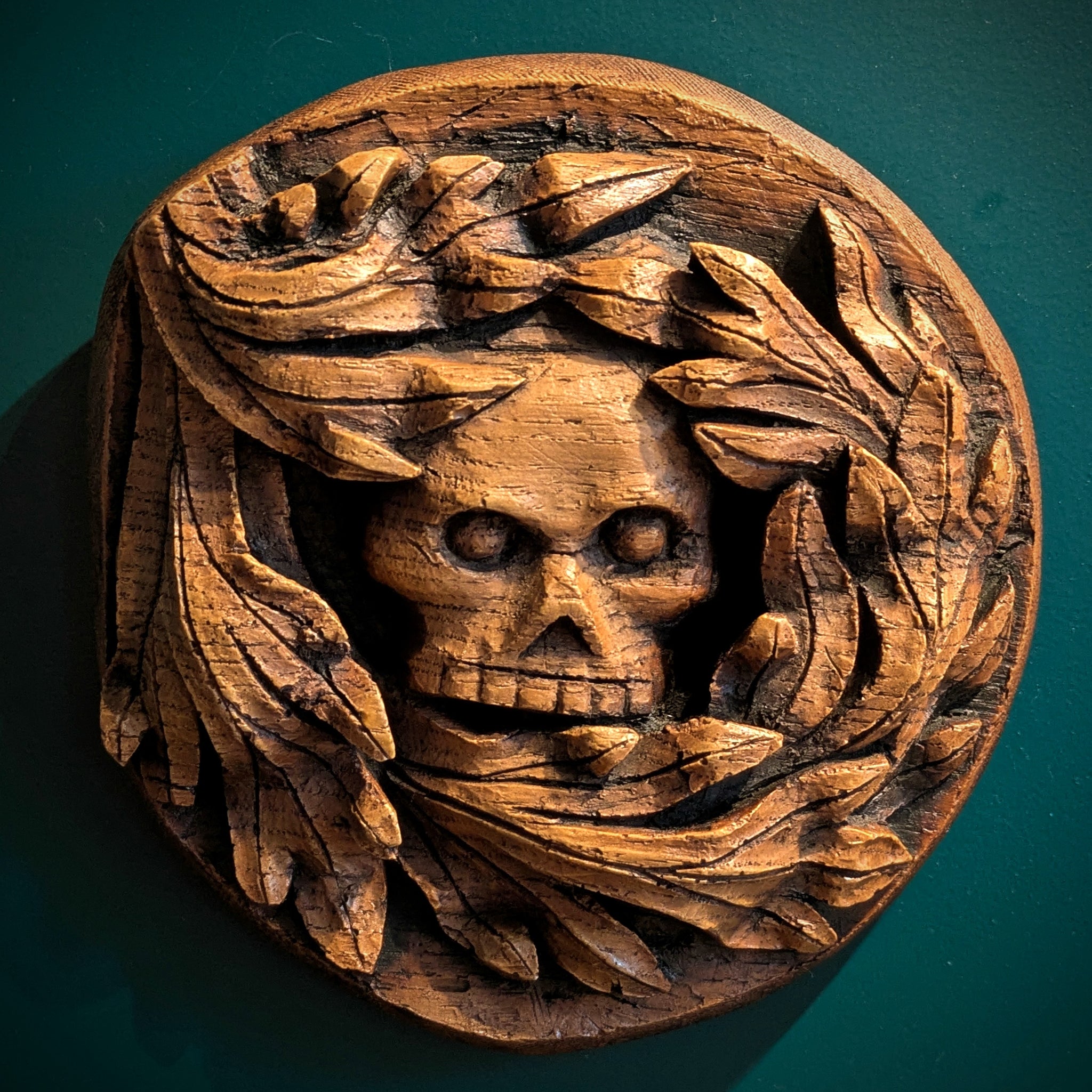 Medieval Green Man Skull Carving