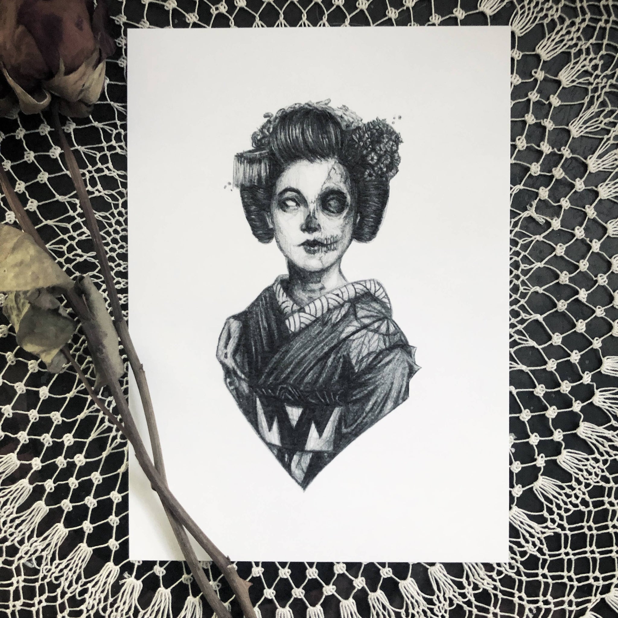 Hone-onna Art Print by Caitlin McCarthy