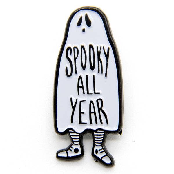 Spooky All Year Ghost Enamel Pin for Halloween