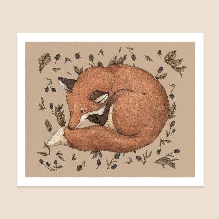 Sleeping Fox Art Print by Jessica Roux