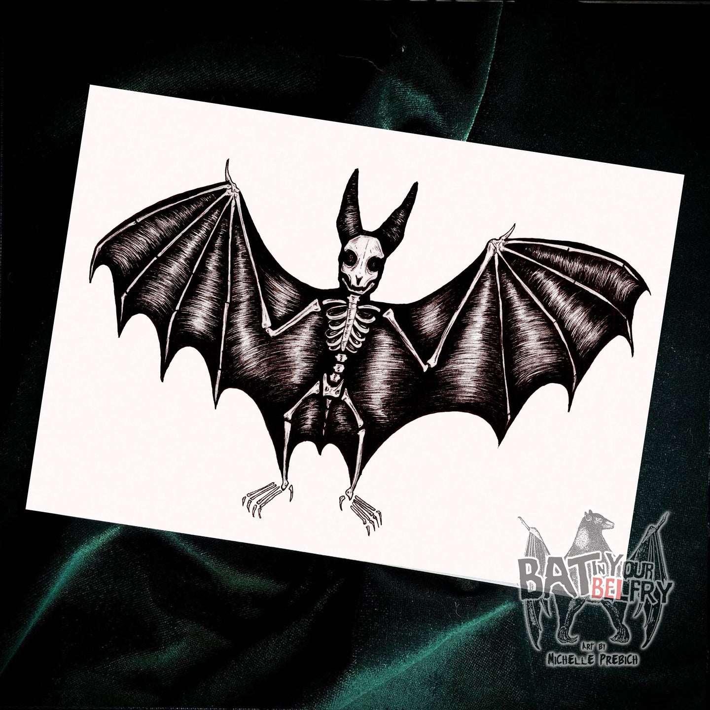 Skeleton Bat Art Print by Bat In Your Belfry