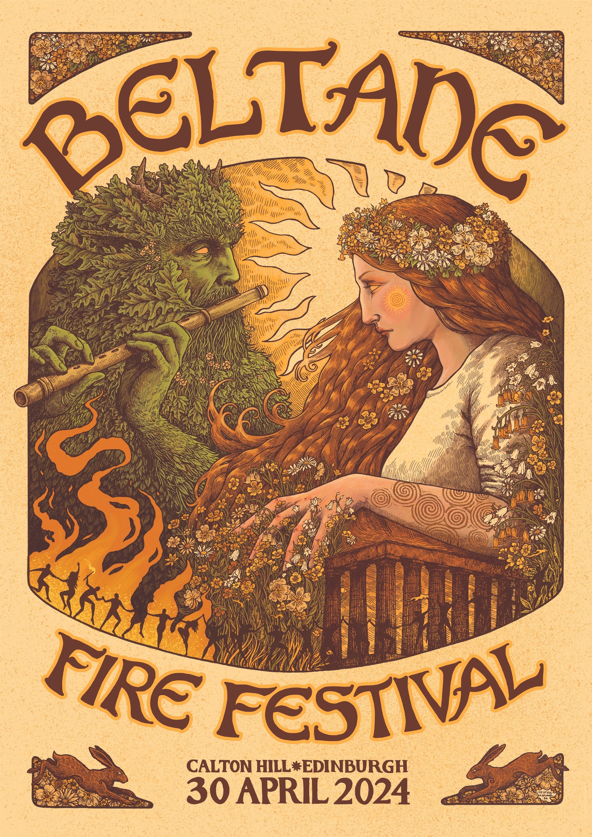 Beltane Fire Festival Art Print by Hester Aspland