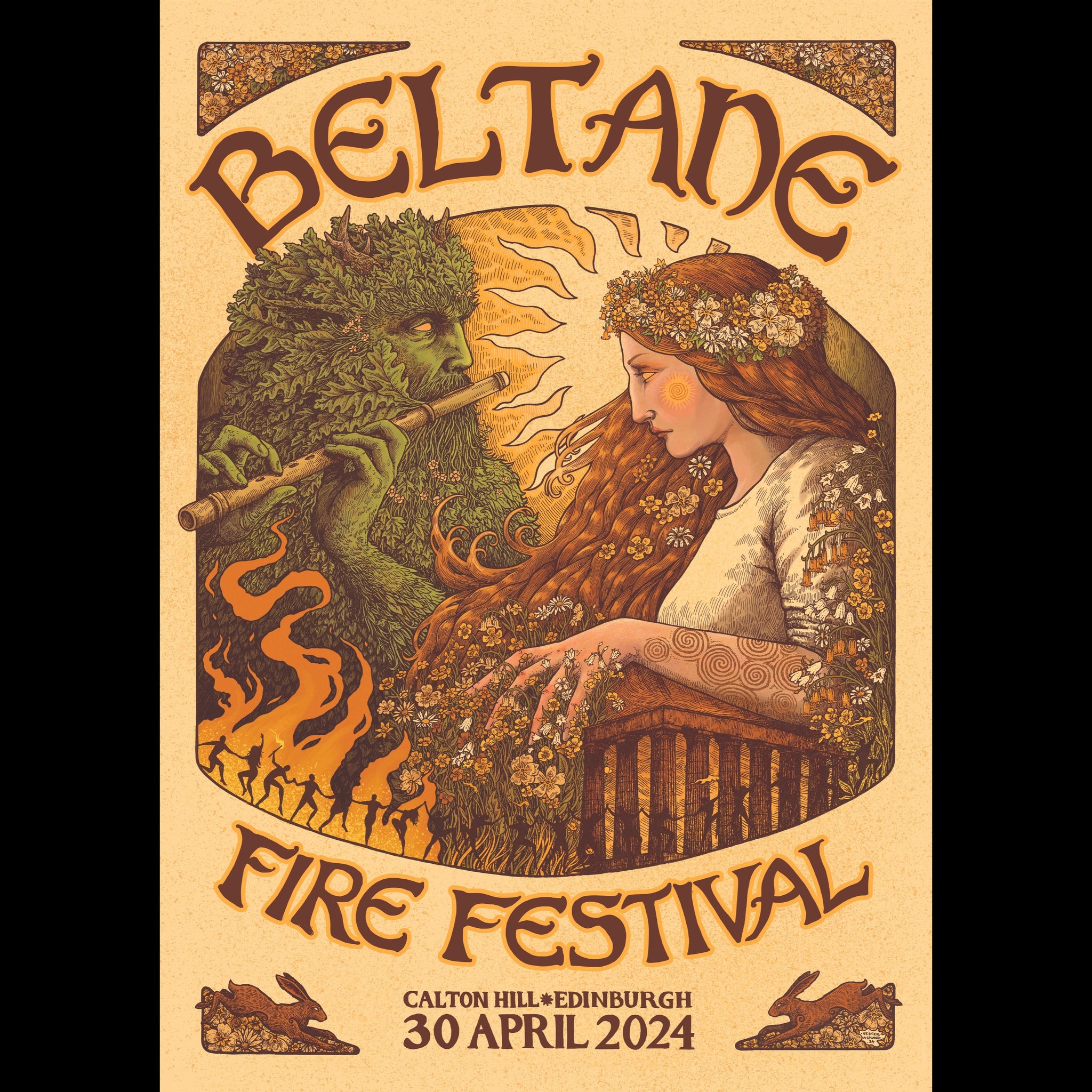 Beltane Fire Festival Art Print by Hester Aspland