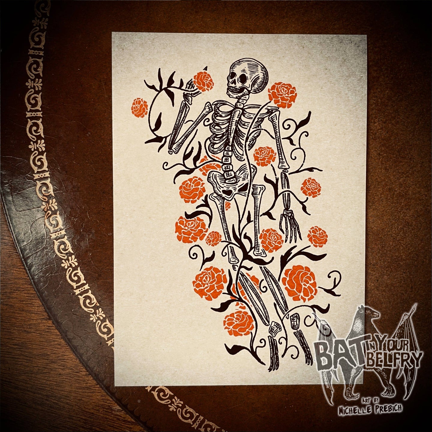 Marigold Day of the Dead Art Print by Bat In Your Belfry