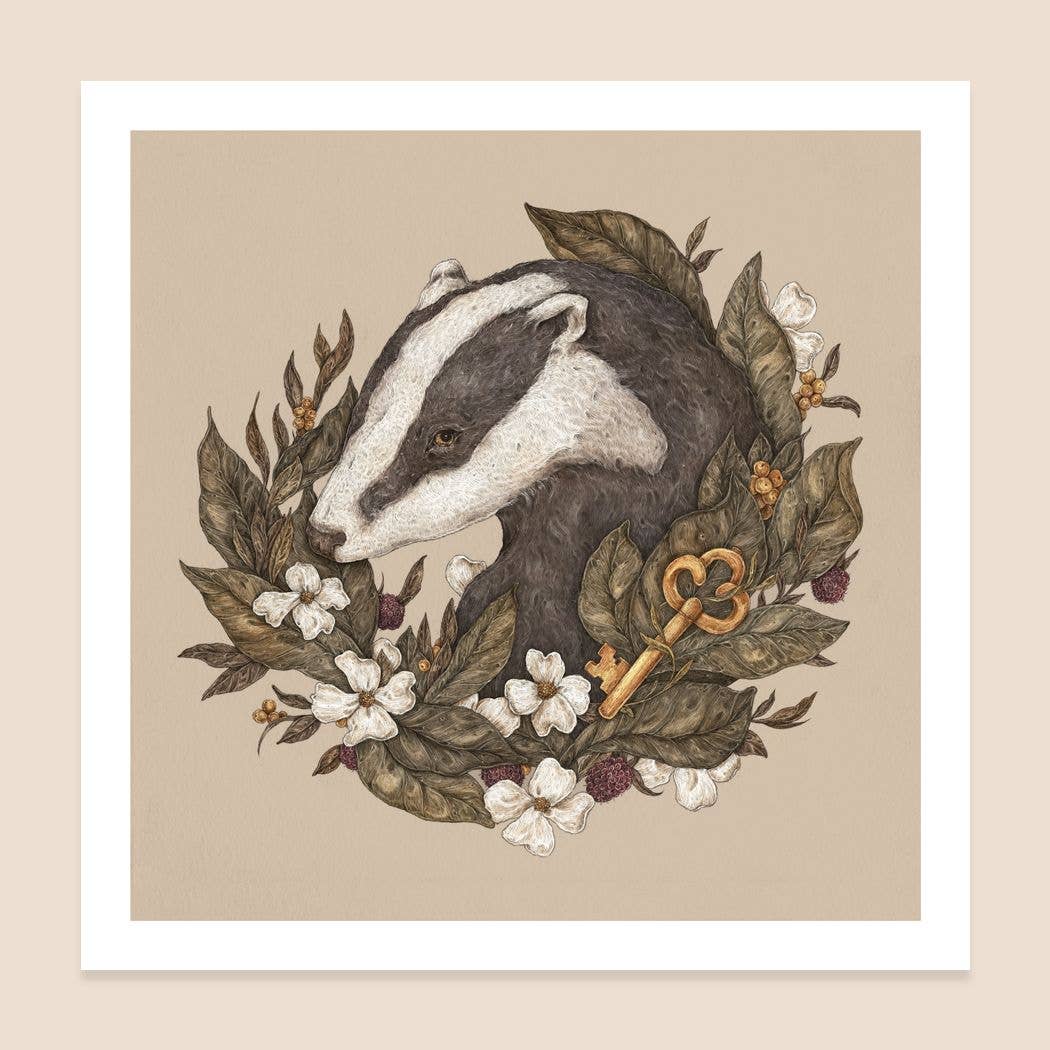 Badger Art Print by Jessica Roux