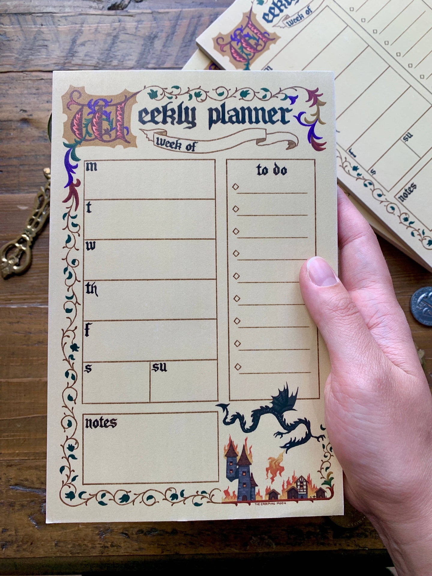 Medieval Weekly Planner Notepad by The Creeping Moon