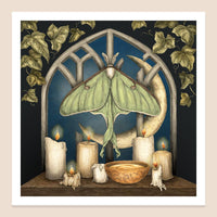 Luna Moth and Moon Art Print by Jessica Roux