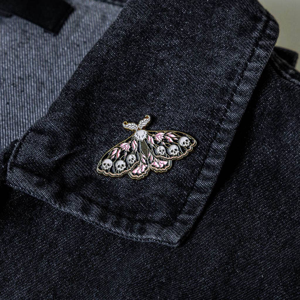 Moth and Skulls Enamel Pin