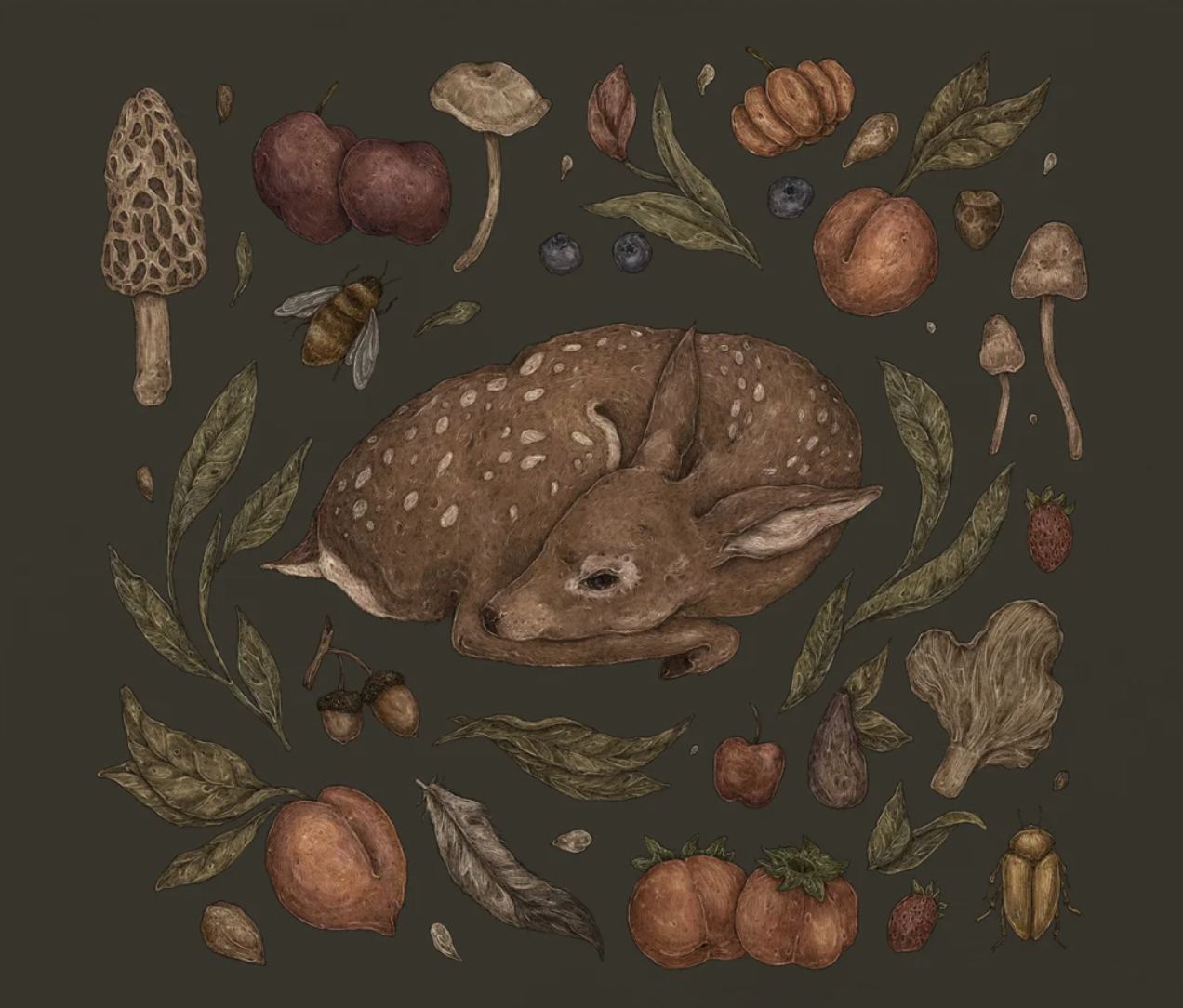 Foraging Fawn Art Print by Jessica Roux